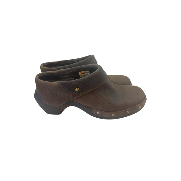Merrell Drizzle Luxe Wrap Studded Brown Leather Clogs Size 7.5 - Picture 3 of 10